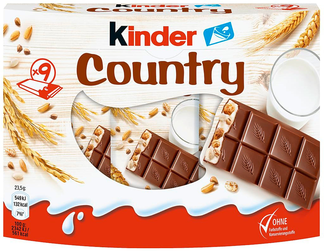Barres Kinder Country, 9 barres, 212 g