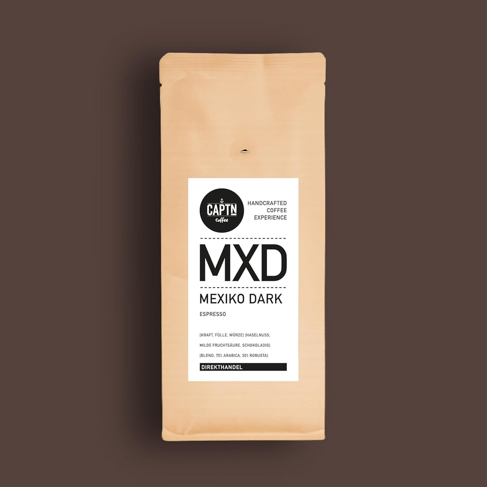 CAPTN Café MEXIKO FONCÉ Espressobohnen 1kg | Kräftig, Haselnuss, Chocolat | Ganze Bohne I Idéal pour les véhicules entièrement automatiques et Siebträger [Direkthandel]