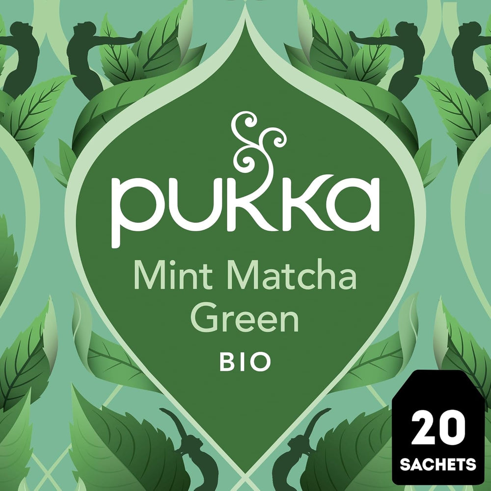 Poukka | Tisane Bio "Menthe Matcha Verte" | Menthe, menthe poivrée et matcha | Thé vert pour la fraîcheur matinale | Paquet de 1 | 20 sachets de thé