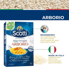 Riz arborio, riz extra fin pour risotto, riz d'Italie, temps de cuisson 15-18 minutes, 1 kg
