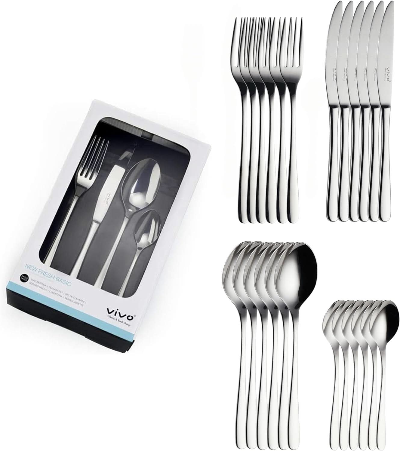 Vivo de Villeroy & Boch – Nouveau set de couverts Fresh Basic de 24 pièces pour 6 personnes Cuisine Naty Shop