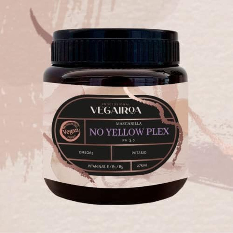 VEGAIROA - No Yellow Plex Mask - Masque neutralisant pour tons jaunes et oranges - Soin hydratant - Pigment violet - Produit capillaire professionnel vegan - Masque capillaire Naty Shop 275 g