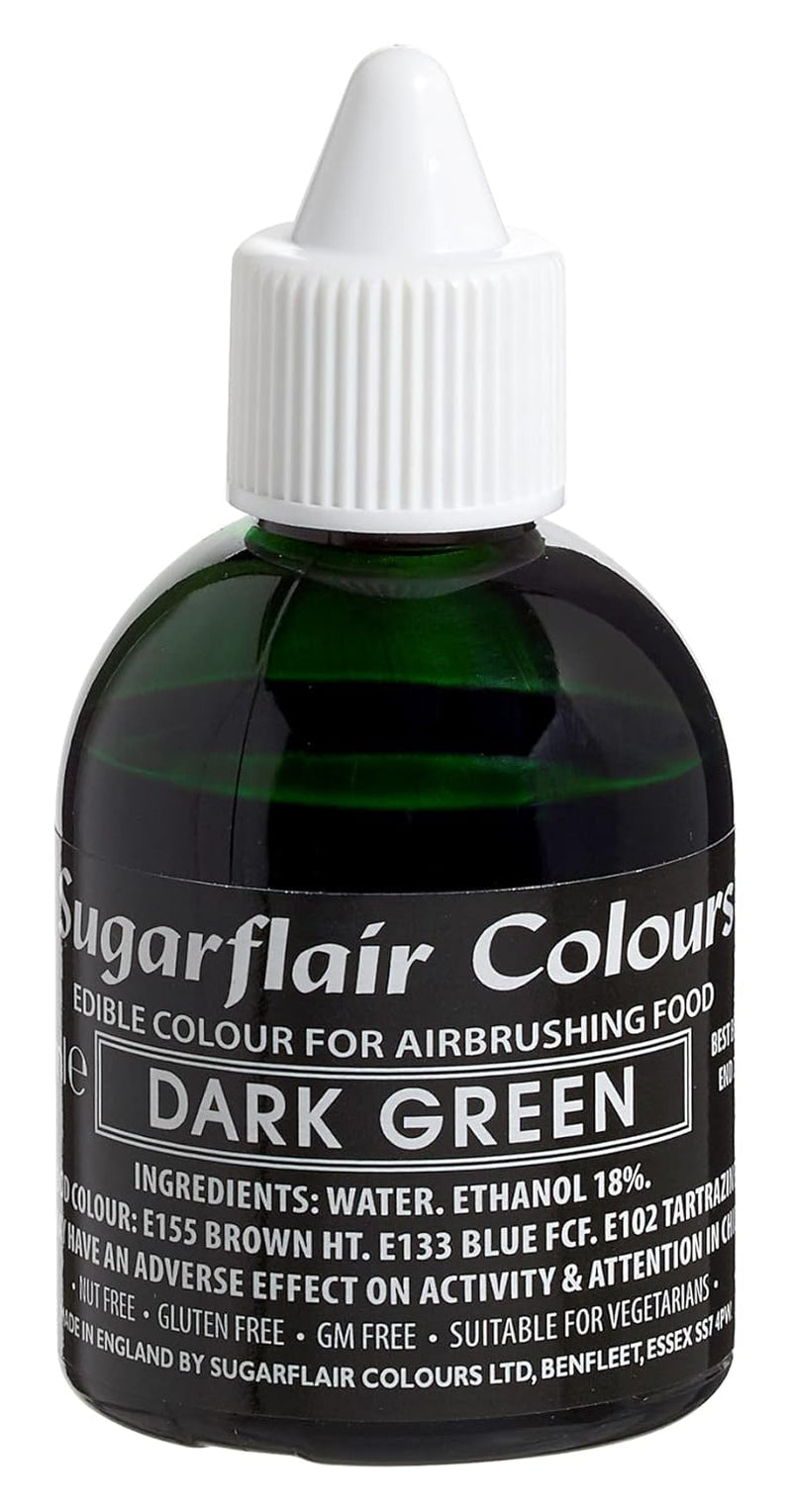 Colorant alimentaire vert foncé Sugarflair - Colorant alimentaire liquide comestible, colorant aérographe pour gâteaux, muffins, glaçages et décorations de gâteaux - 60 ml