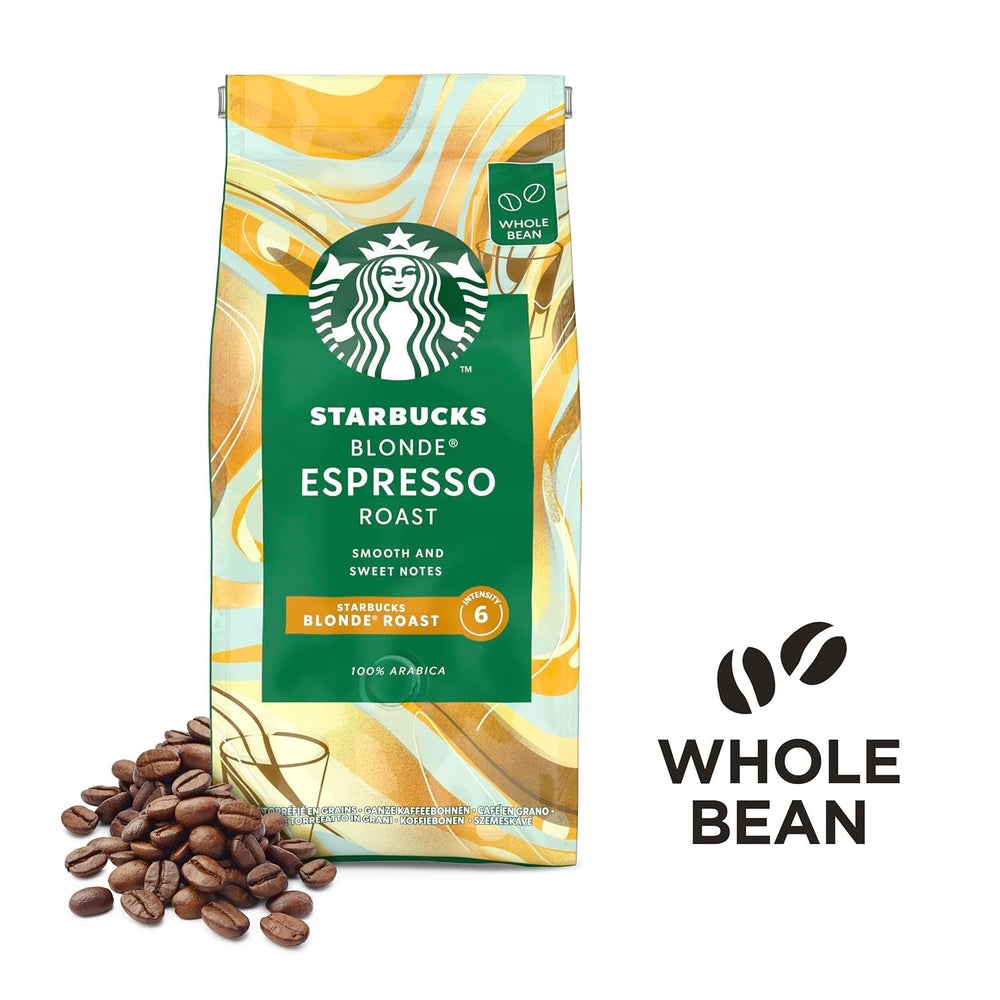 STARBUCKS Blonde Espresso Roast, torréfaction légère, grains de café entiers 200G (paquet de 6) Naty Shop Coffee