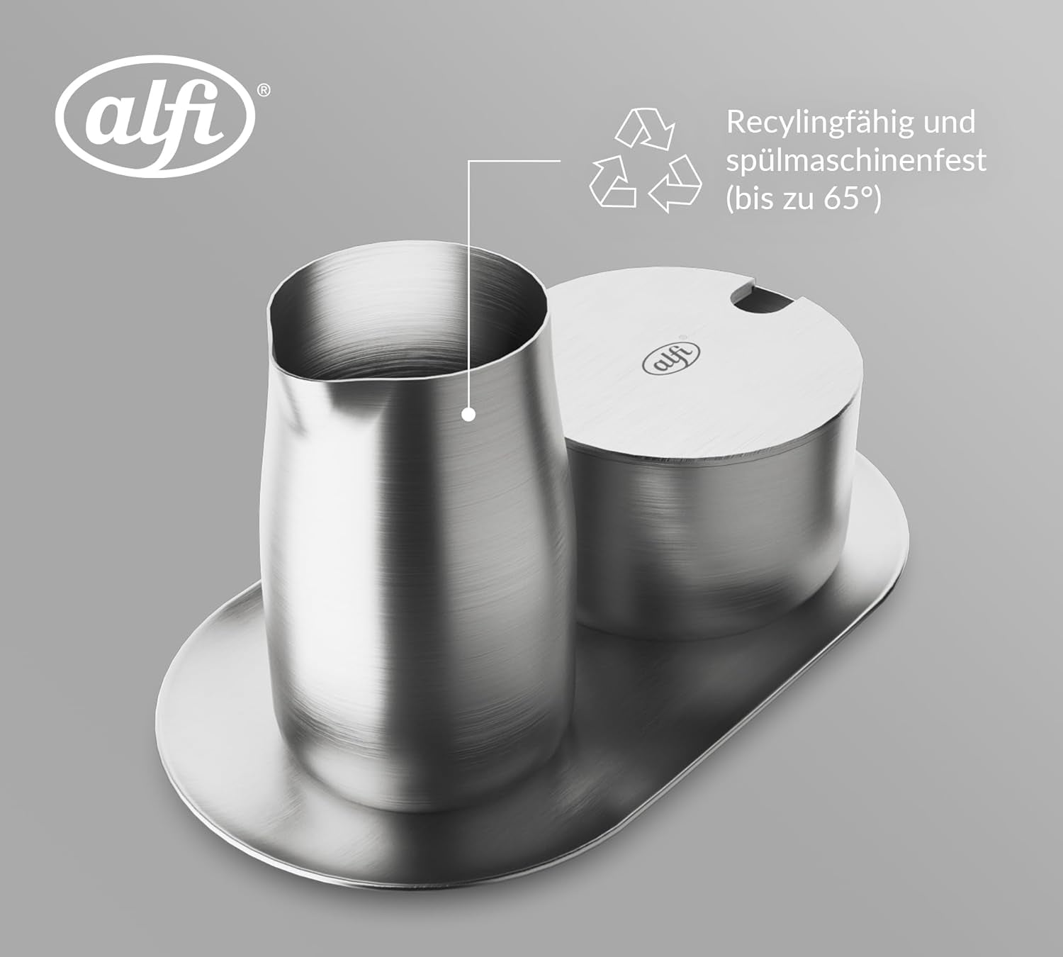 alfi ENSEMBLE À LAIT ET SUCRE, finition mate, ensemble à lait et sucre en acier inoxydable de haute qualité, design élégant, passe au lave-vaisselle, durable