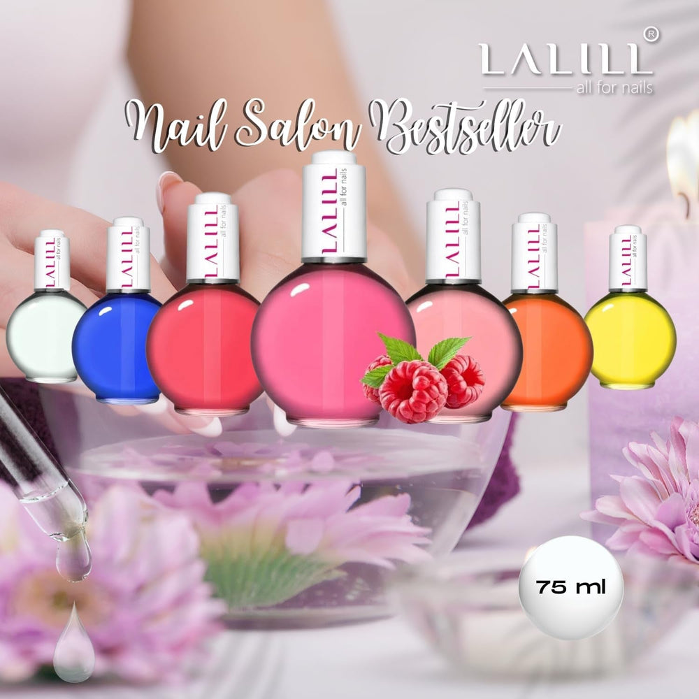 LALILL Nail Cuticle Oil 75Ml - Himbeere Nagelpflegeöl - Nagelöl Pflege Für Nägel Nagelhaut - SPA Maniküre Naildesign Hände - Vegan - Avec Pipette