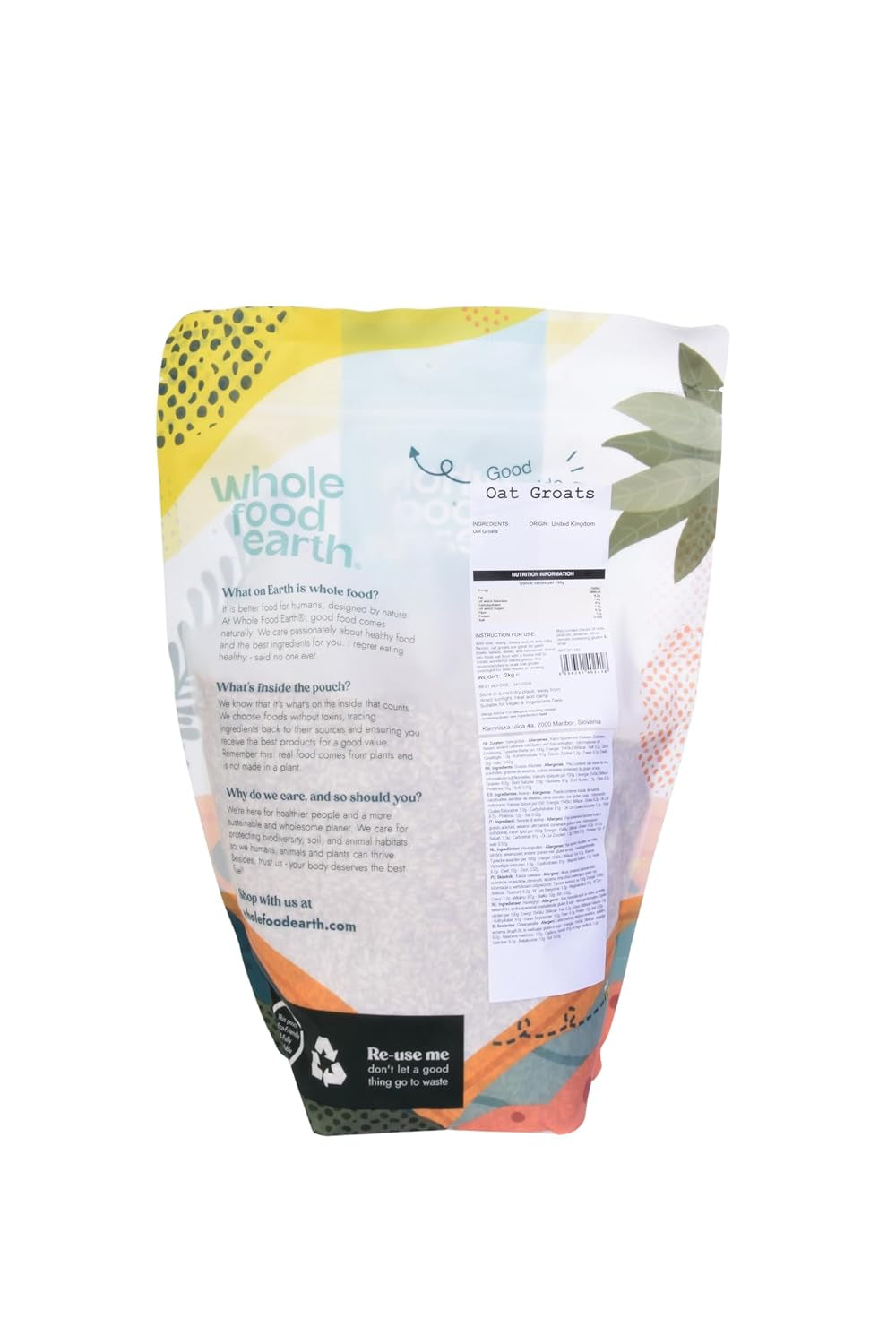 Gruaux d'avoine Wholefood Earth 2 kg | Sans OGM | Naturel | Riche en fibres