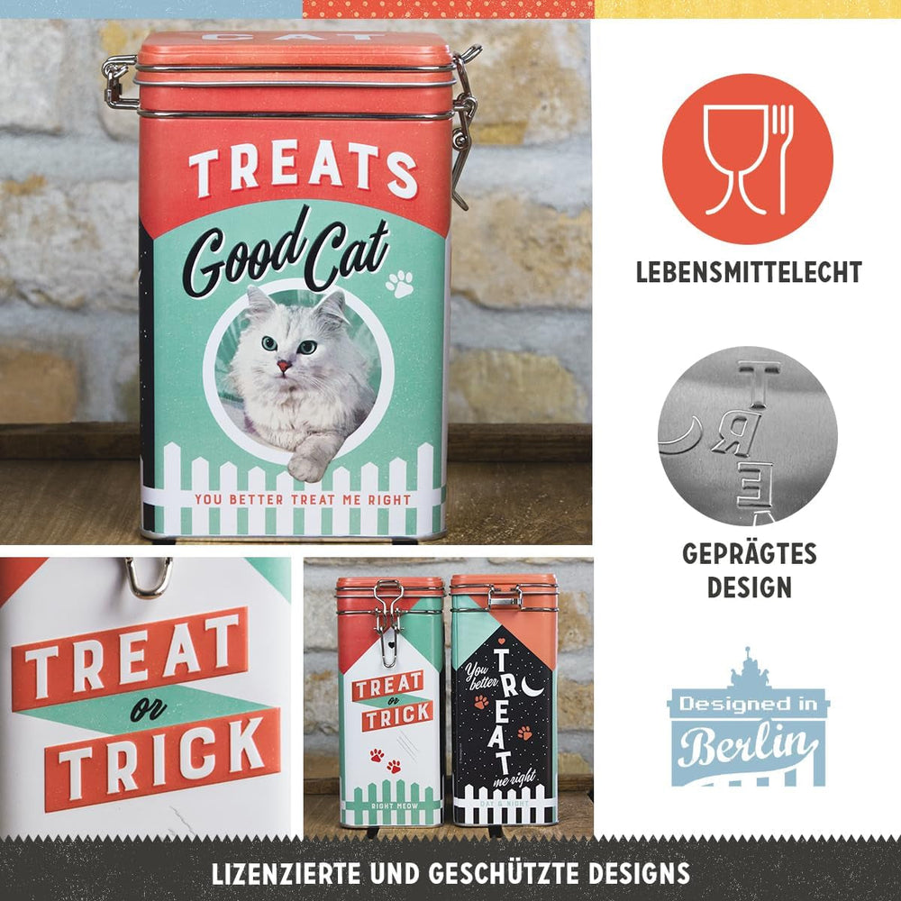 Nostalgic-Art Box au goût rétro, 1,3 l, Good Cat Treats - idée cadeau pour les propriétaires de chats, au design vintage, au design vintage Boîtes de conservation des aliments Naty Shop