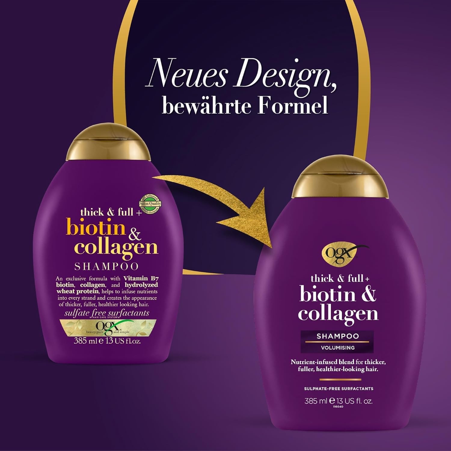 OGX Biotin & Collagen Shampoo (385 Ml), Șampon de întărire a părului pentru păr fin și subțire Duș și baie OGX