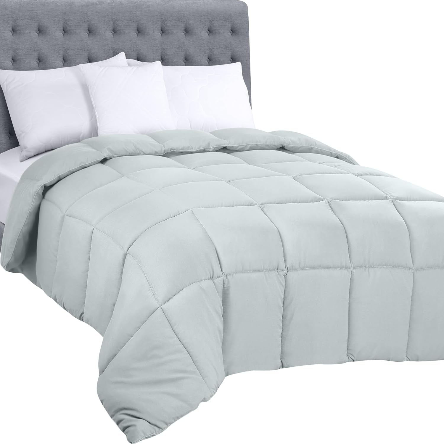 Utopia Bedding Couette toutes saisons 250 g/m² en peluche siliconée pour lit double cousu dans une boîte (double XL gris clair) Naty Shop Quilts & Comforters Blanc Twin (1 paquet)