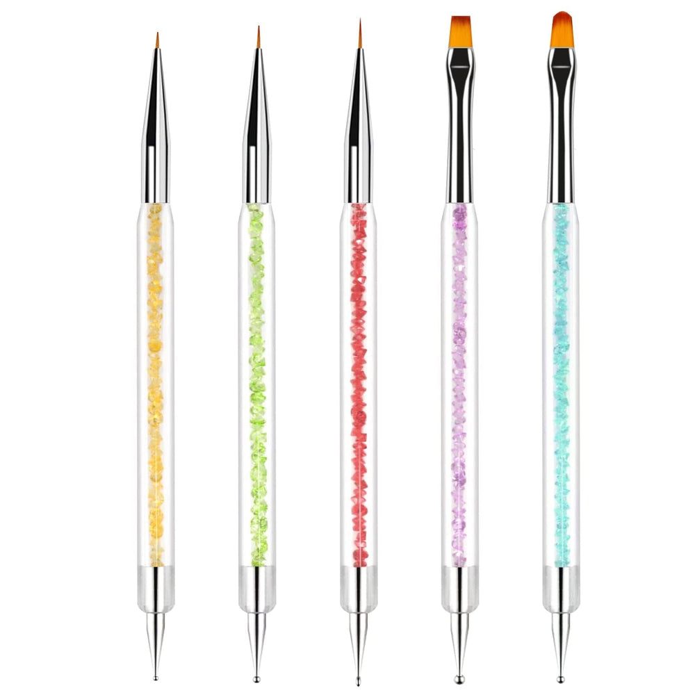 Sularpek 5 pcs Nagel Pinsel, Nageldesign Pinsel, Dotting Tool, Nail Art Liner Pinsel, Nagelverlängerung Gelpinsel, Nagelbürste for Punktierungen, Zeichnen, for DIY Nail Art Design