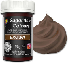 Pâte colorante alimentaire brune Sugarflair, colorant alimentaire pastel hautement concentré pour crème au beurre, fondant, glaçage royal, décorations de gâteaux et plus encore ! Colorant alimentaire vibrant! - 25g