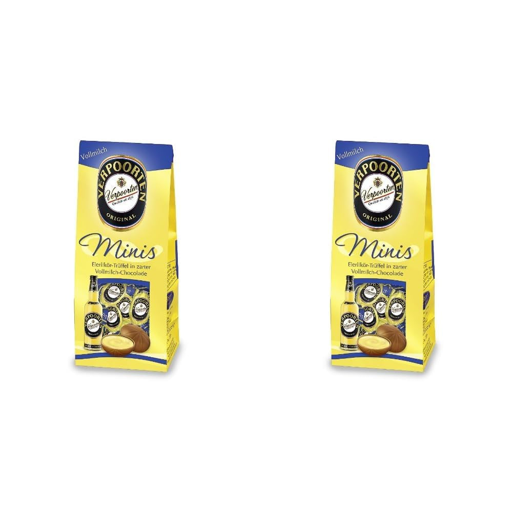 RCP Verpoorten Minis, truffes au lait de poule, chocolat au lait alpin, remplissage liquide, contient de l'alcool, excellent cadeau, 110 g (lot de 2)