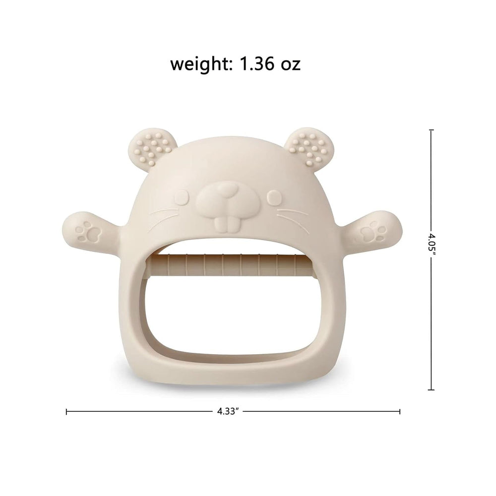 PandaEar Jouet de dentition en silicone pour bébé | Gant de dentition suggéré | Sucette à mâcher pour soulager la douleur (blanc/rose)