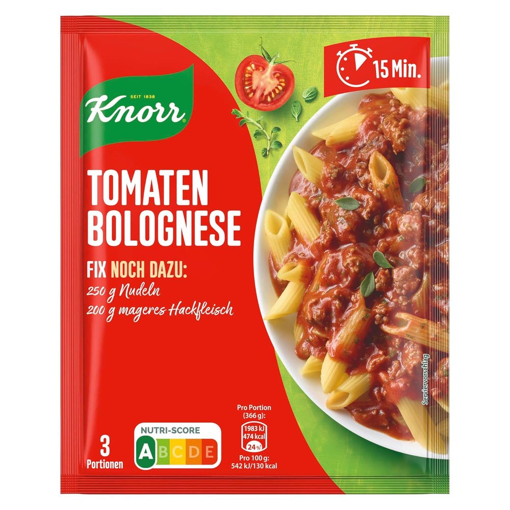 Knorr Fix Würzmischung Spaghetti Bolognese pour un délicieux plat de nouilles avec des ingrédients naturels 40 g