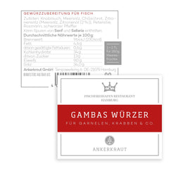 Ankerkraut x Fischereihafen Restaurant Gambas Würzer, Authentisches Gewürz for köstliche Gambas und Meeresfrüchte, Parfait pour la cuisine méditerranéenne, 80 g dans du verre de liège