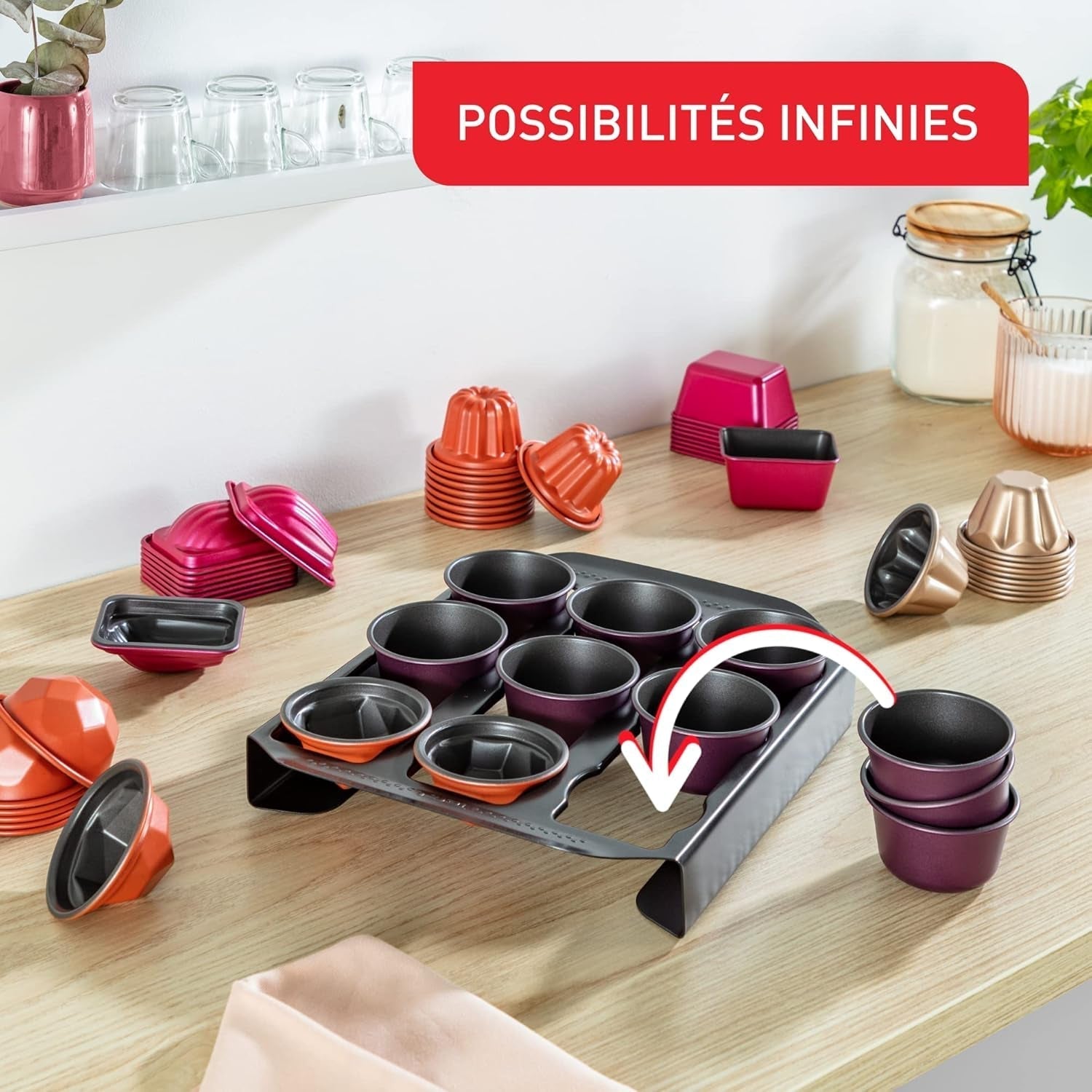 Tefal Creabake Muffins Creabake Backformen, 7,5 cm, Antihaftbeschichtung, Stapelbares System, Kreative Rezepte Für Süßigkeiten Und Salade, Einfaches Backen, Eisenfarben Moules et plaques pour la cuisson Naty Shop
