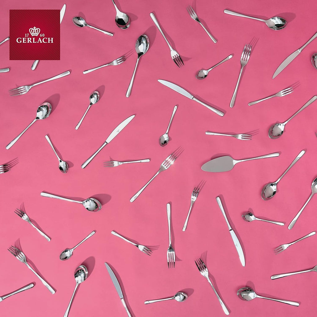 Set de tacâmuri Gerlach Muza strălucitoare, oțel inoxidabil, argint strălucitor, 24 bucati Bucatarie Naty Shop