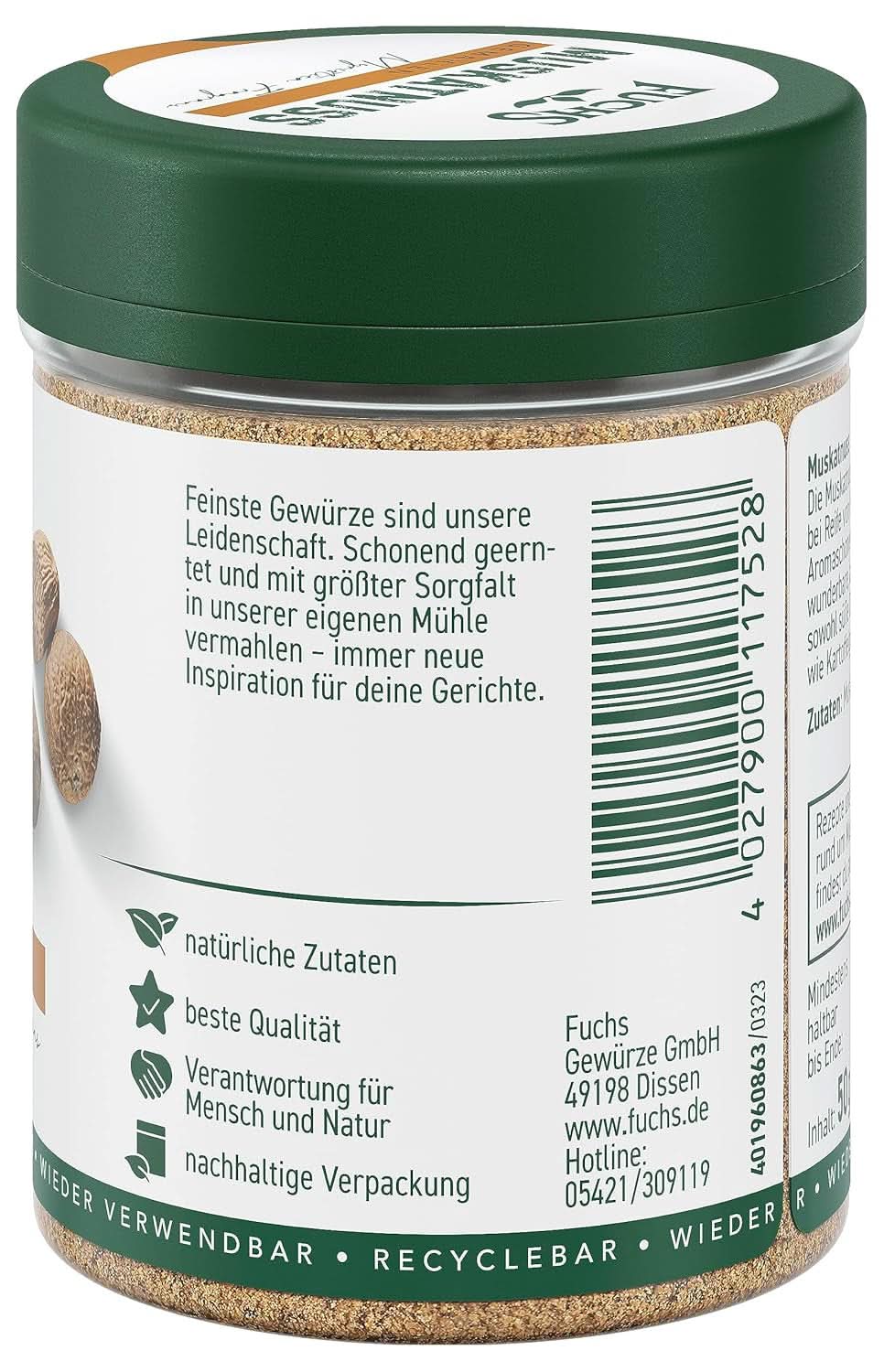 Fuchs Noix de muscade moulue, 50 grammes Condiments Naty Shop