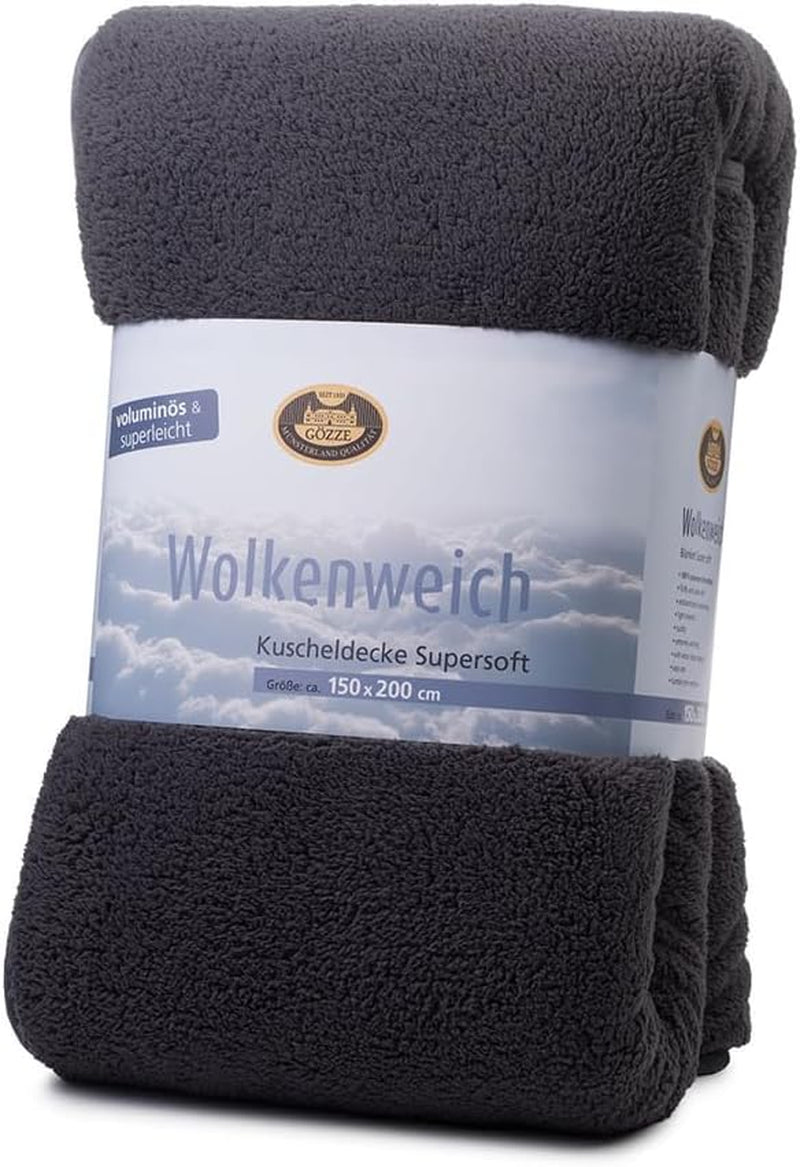 Gözze - Couverture doudou douce Cloud, imitation peau de mouton, 100% polyester (microfibre), 150 X 200 Cm - Couettes et couettes Camel Naty Shop Anthracite