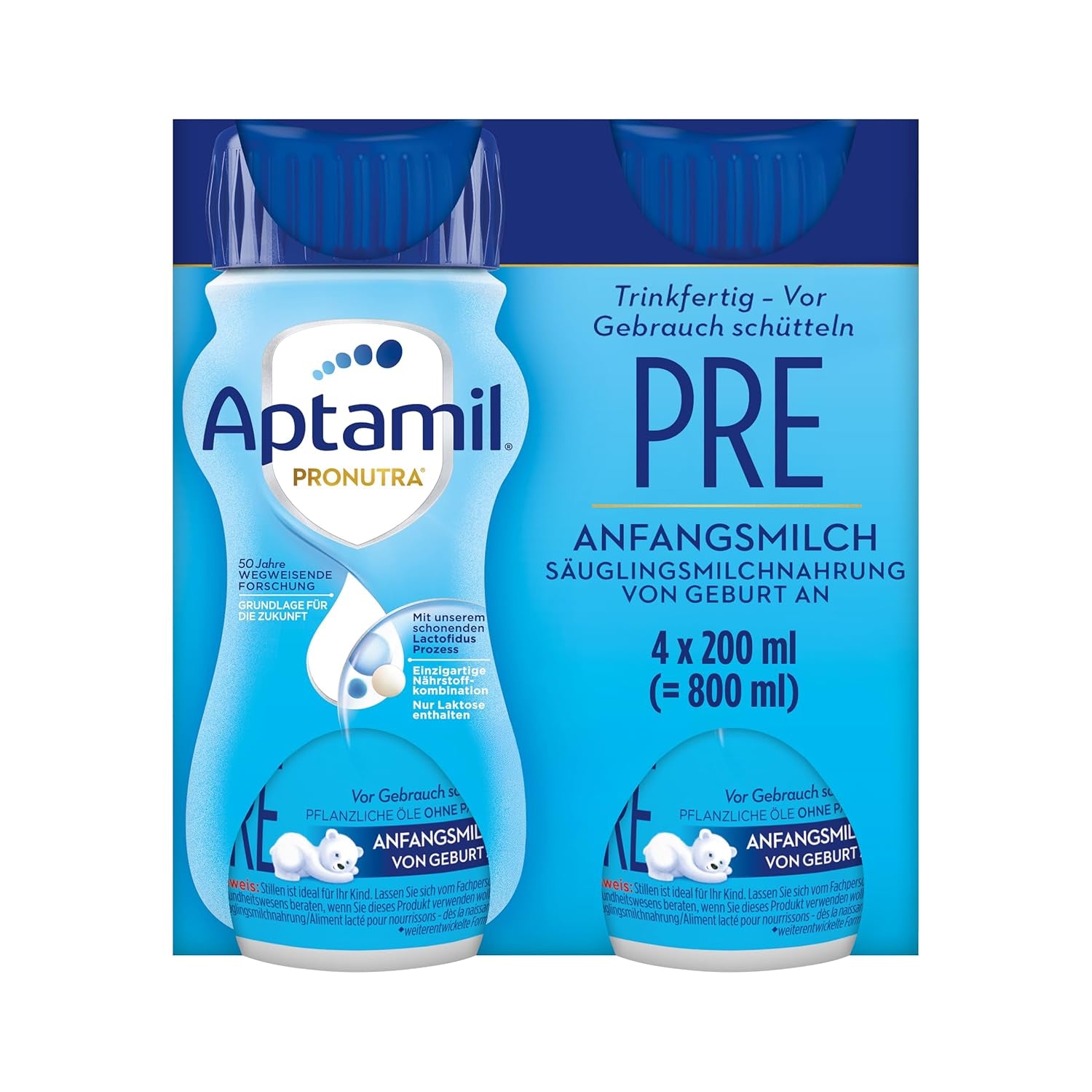Aptamil Pronutra Pre - Préparation infantile dès la naissance - Aux huiles végétales, sans huile de palme - 6 x 4 x 200 ml (4800 ml)