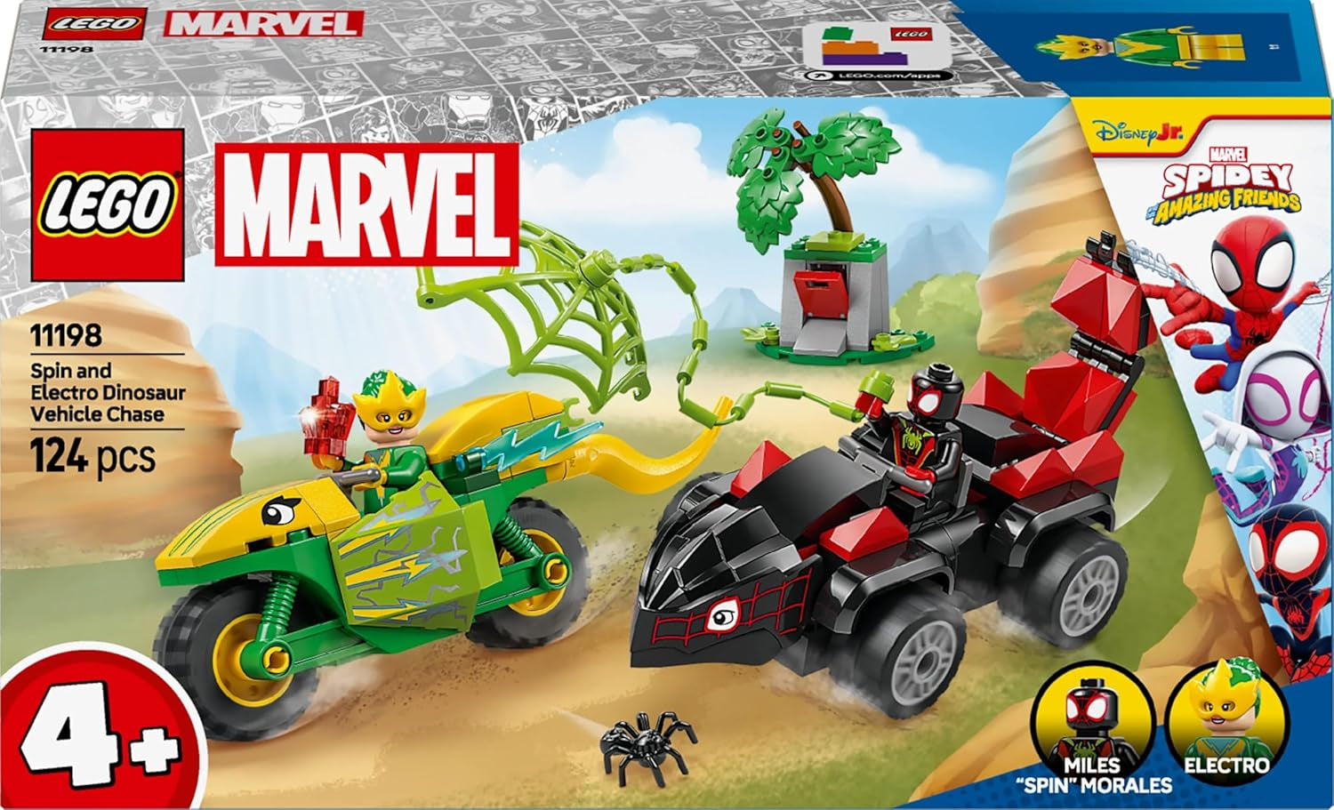 LEGO Marvel Action Fun avec Spin et Electro dans leurs Dino Speedsters, voiture de super-héros à construire pour garçons et filles à partir de 4 ans, ensemble de héros avec petite voiture, Spidey et ses super amis 11198 Jeux de construction Beuche den LEGO-Store