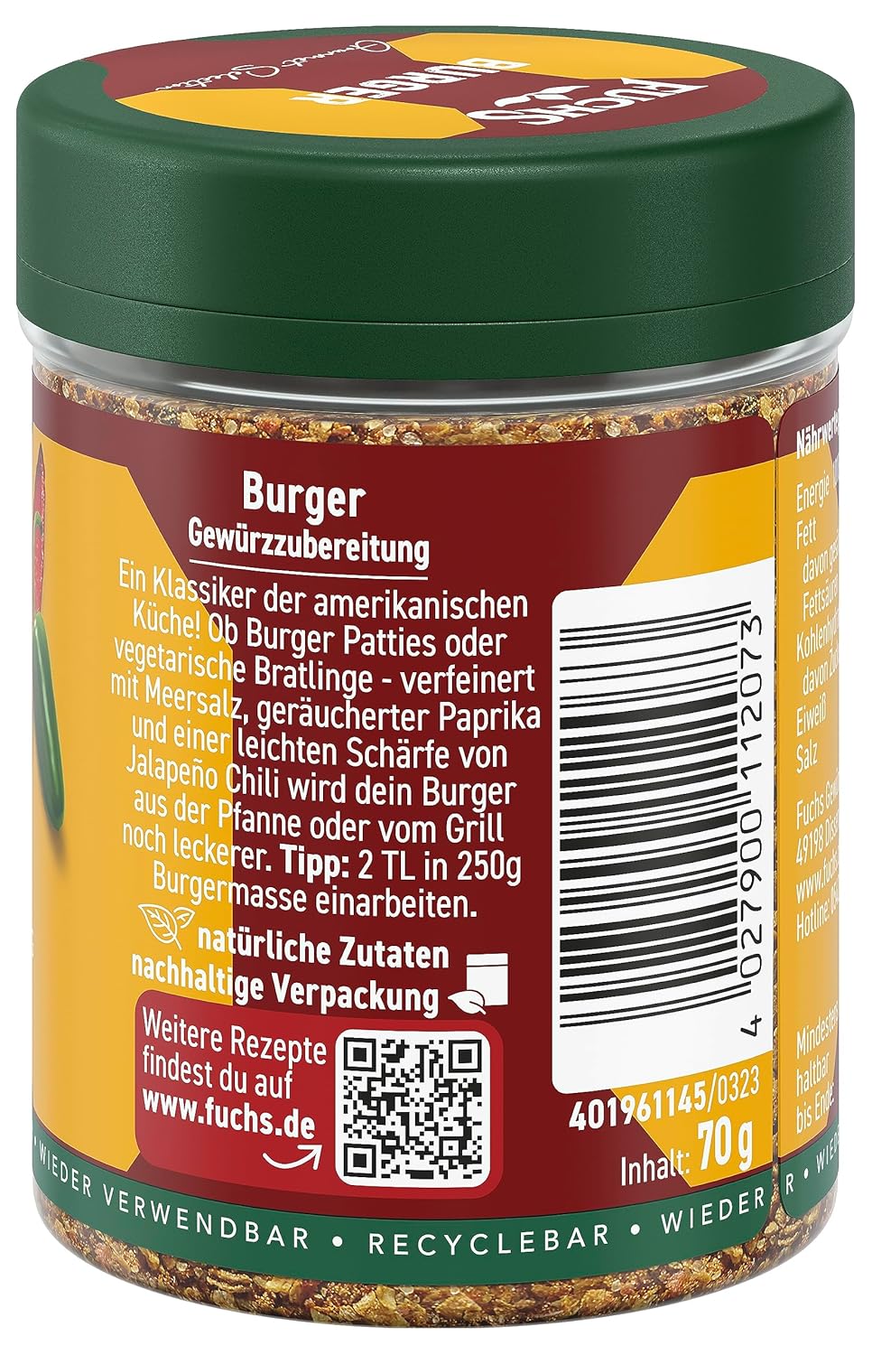 Fuchs Burger Kruidenmengsel - Intense Smaak Voor Burgers