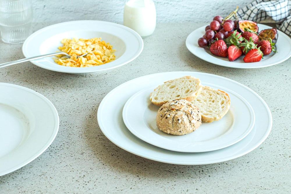 MÄSER Arlona service de table 18 pièces en porcelaine pour 6 personnes, intemporel et élégant, blanc