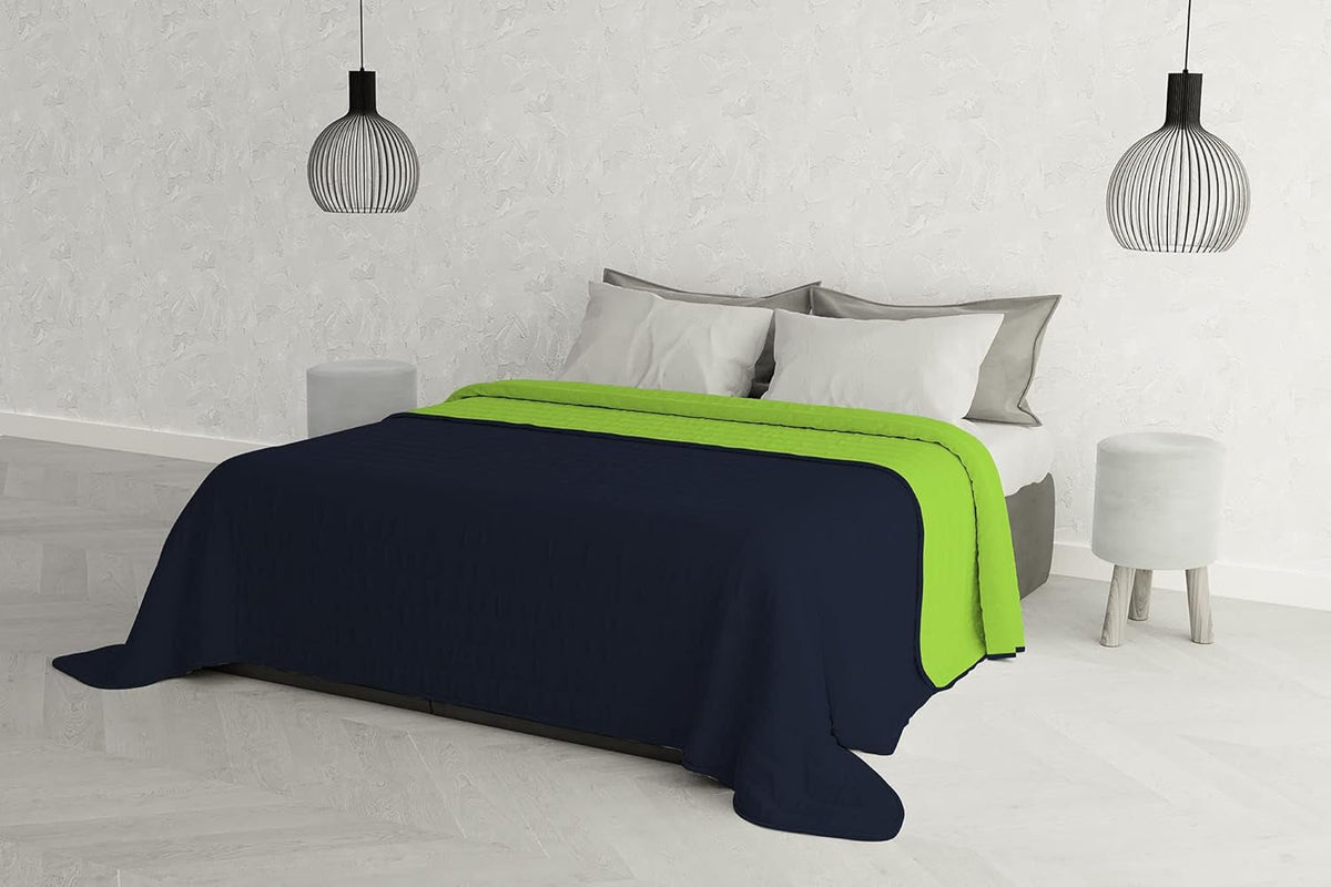 Couette élégante pour lit double 260 X 270 Cm, bleu foncé/vert masculin, lits et couvertures Besuche den Italian Bed Linen-Store, bleu foncé/vert masculin