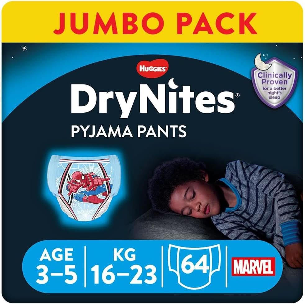 Couches de nuit HUGGIES Drynites, pour garçons 4-7 ans (17-30 kg), 30 pièces Naty Shop 64 pcs 64 pcs