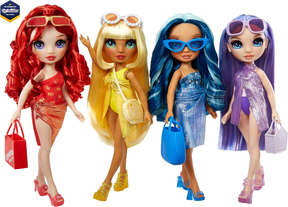 Rainbow High Swim & Style - Ruby (rouge) - poupée de 28 cm de haut avec paréo brillant, peut être portée de plus de 10 façons - maillot de bain extensible, sandales, accessoires de jeu - jouet - idéal de 4 à 12 ans Naty Shop Dolls