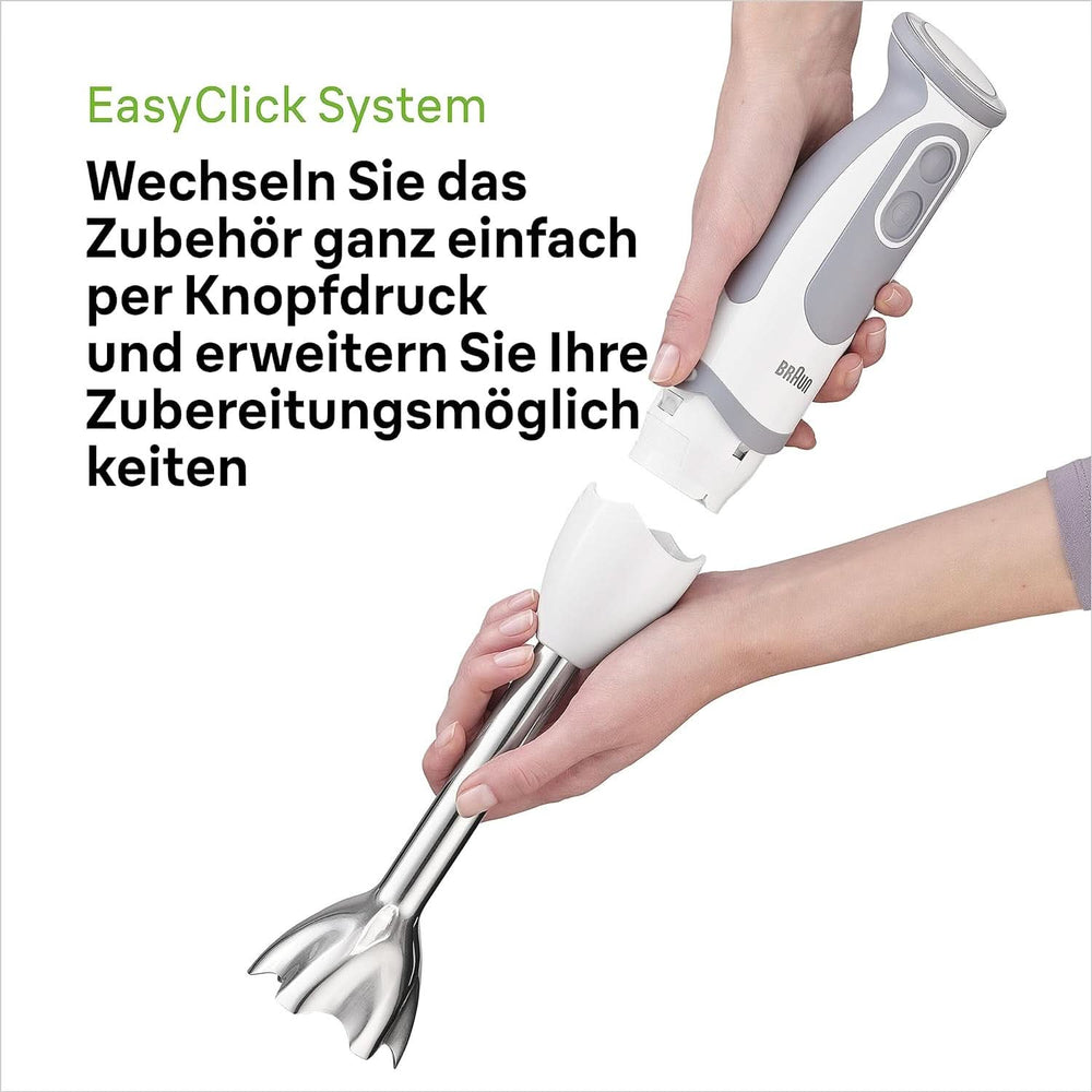 Braun Stabmixer MQ 5200WH - Multiquick 5 Vario Pürierstab Mit Edelstahl Mixfuß, 1000 Watt, Inkl. 600 Ml Mix- & Messbecher, Weiß/Grau Cuisine Naty Shop