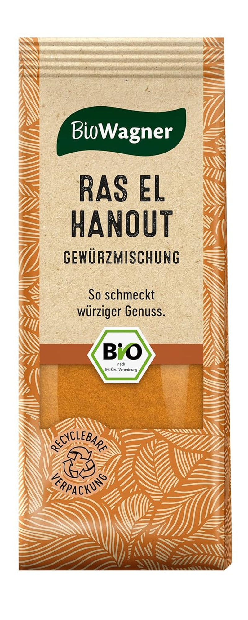 BioWagner - Bio Ras el Hanout, Gewürzmischung für orientalische and arabische Gerichte, idéal pour le couscous, tajine ou houmous, naturbelassene Bio-Zutaten, emballage recyclable, 50 g
