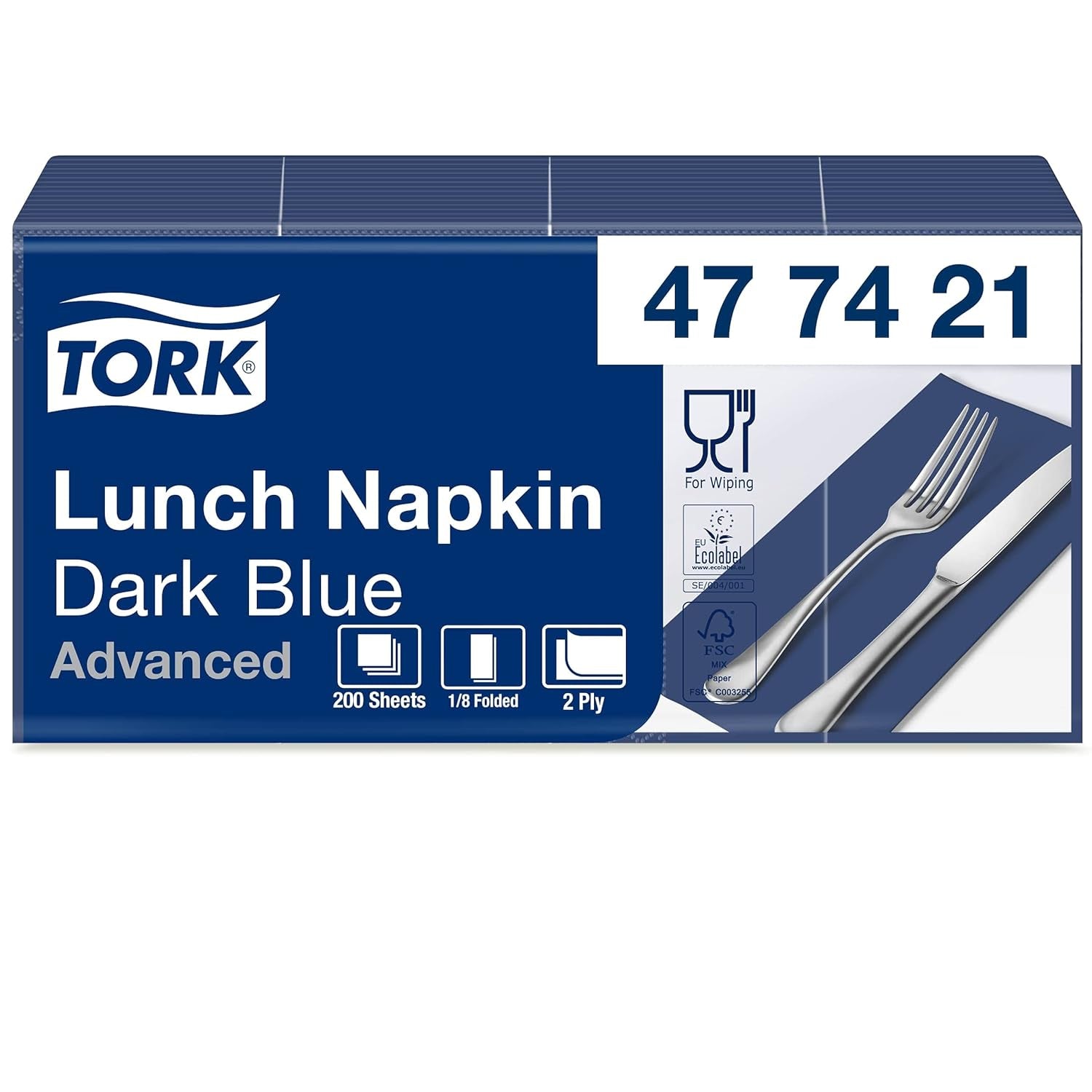 Tork Linstyle 509542 Serviettes cocktail noires, pli 1/4, 1 pli, 23,8 x 23,8 cm, 1 x 100 serviettes