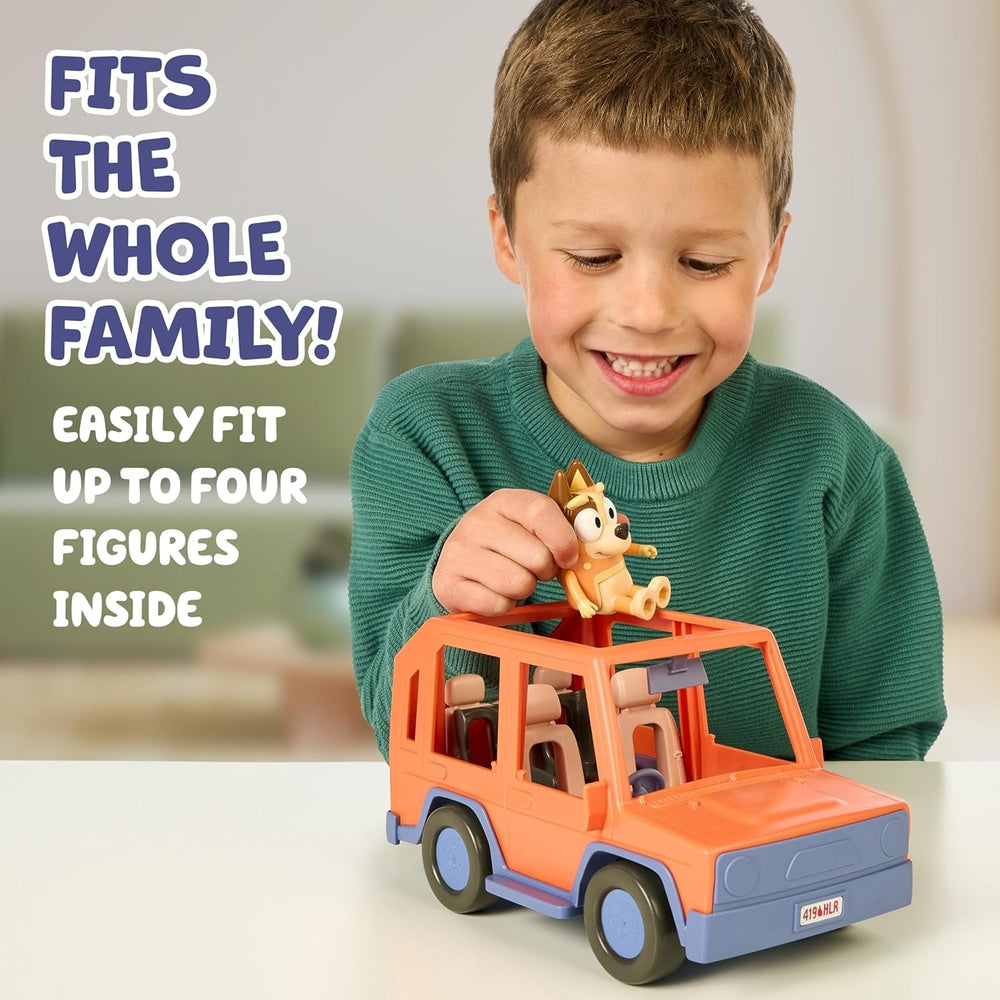 BlueY Heeler-Familienwagen; Ausflug mit Familie Heeler; enthält bewegliche Chilli-Figur; mit offenem Dach zum Einsetzen Figuren; ideal für alle 6,3 cm großen Figuren (separat erhältlich)