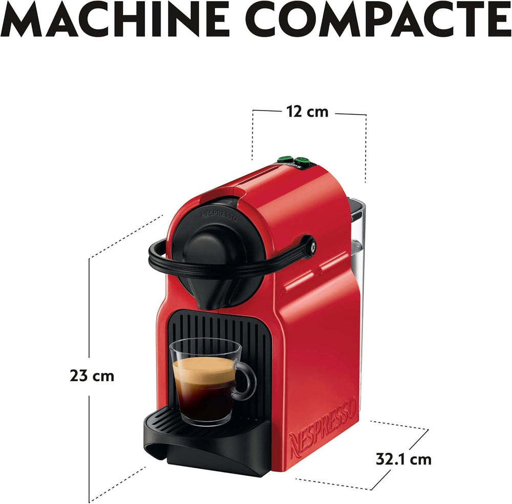Krups Nespresso Inissia Machine à Expresso - Machine à Expresso Compacte pour Capsules de Café, Pression 19 Bars, Chauffage Rapide en 25 Secondes, Fonction Économie d'énergie, Réservoir d'eau 0,7 L, Rouge, Modèle YY5506FD