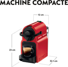 Krups Nespresso Inissia Machine à Expresso - Machine à Expresso Compacte pour Capsules de Café, Pression 19 Bars, Chauffage Rapide en 25 Secondes, Fonction Économie d'énergie, Réservoir d'eau 0,7 L, Rouge, Modèle YY5506FD