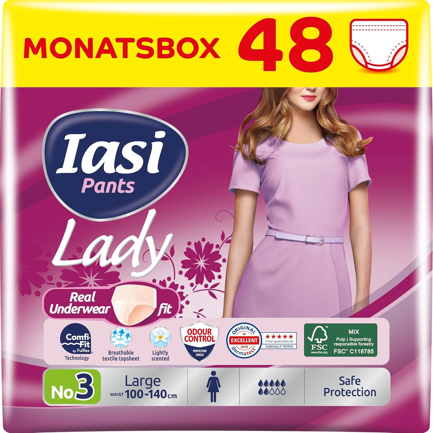 LADY Pants 48 Pantalons Jetables pour Incontinence Urinaire Absorbance Grande Taille S pour Femme 48 Pièces