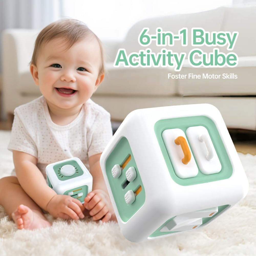 Jouet sensoriel pour les tout-petits de 1 à 3 ans | Jouet Montessori pour les enfants à partir de 1 an | Jouet de voyage pour bébés de 12 à 18 mois | Cube d'activités, cadeau anniversaire ou Noël pour les 1 an