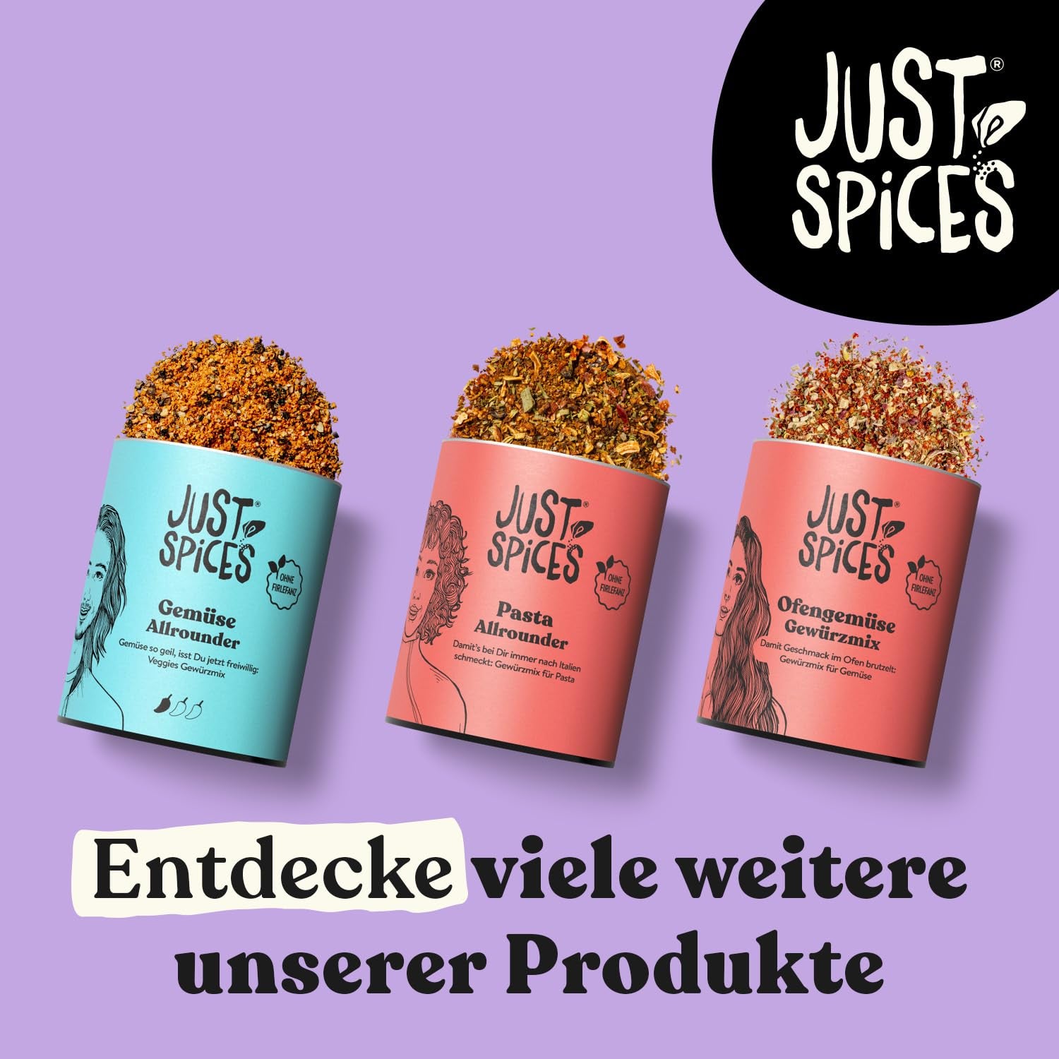 Just Spices Gemüse Allrounder I Jedes Gemüse von Aubergine bis Zucchini lecker würzen I Gewürzdose, 75 g