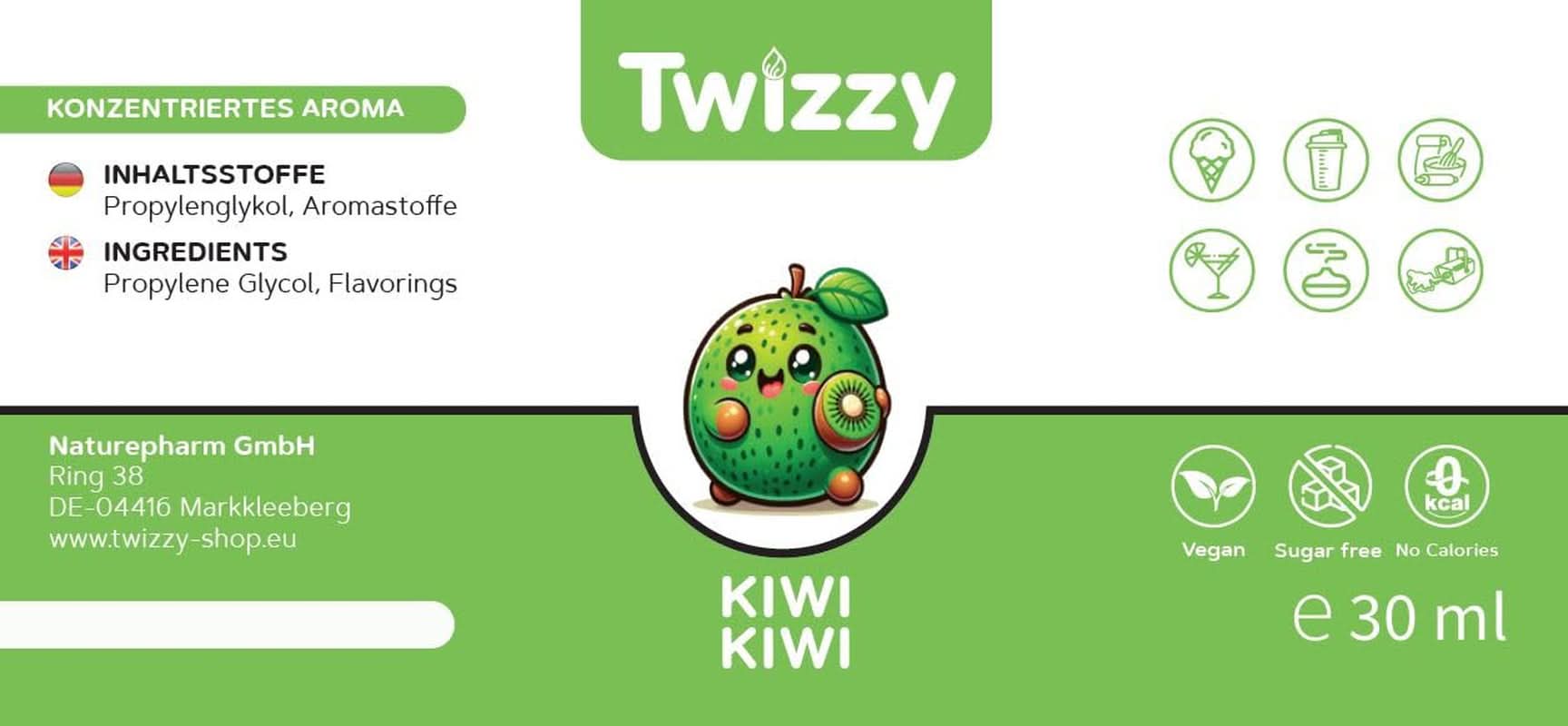 Arôme concentré Kiwi Twizzy, 30 ml Arômes Naty Shop