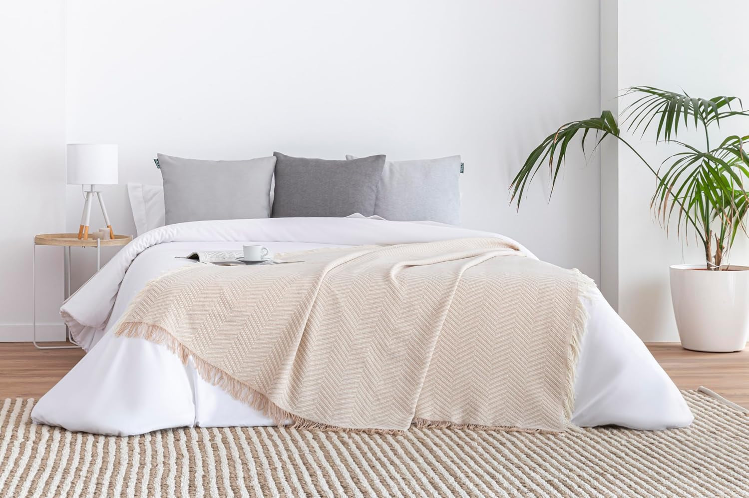 Todocama couvre-lit multifonctionnel, couvre-lit, couvre-lit, housse de canapé, jarapas, motif à chevrons (230 X 260 Cm, beige sable). Lits et couvertures Besuche den Todocama-Store