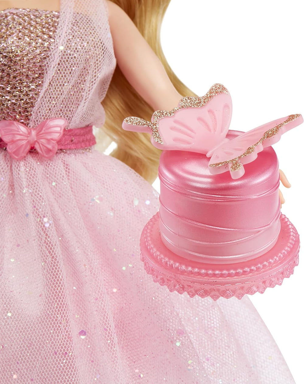 MGA's Dream Ella Let's Celebrate Puppe - ARIA - 29 cm grosse Blonde Party Modepuppe - Rosa & Gold Glitter Konfettischmetterlinge - 5 Accessoires - Pour les petits et les enfants à partir de 4 ans