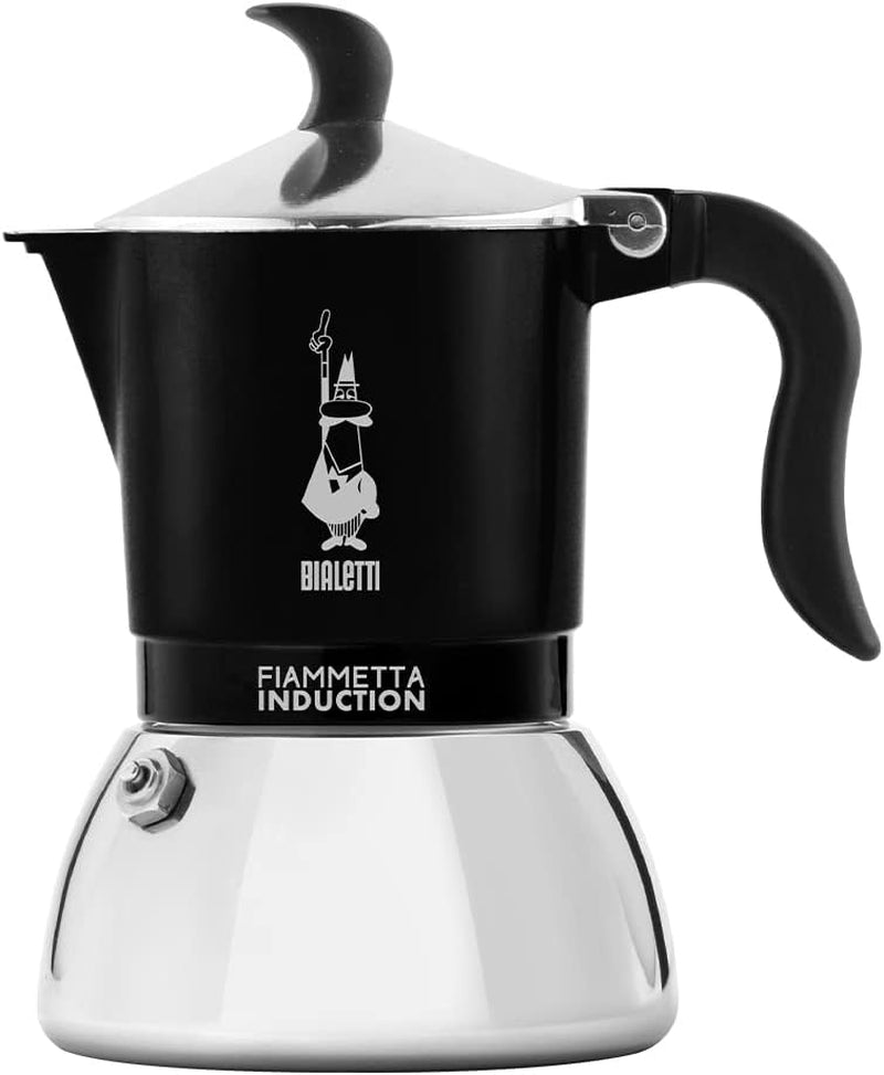 Bialetti Fiammetta cafetière à induction, 2 tasses (100 ml), adaptée à tous types de feux, design élégant, noire