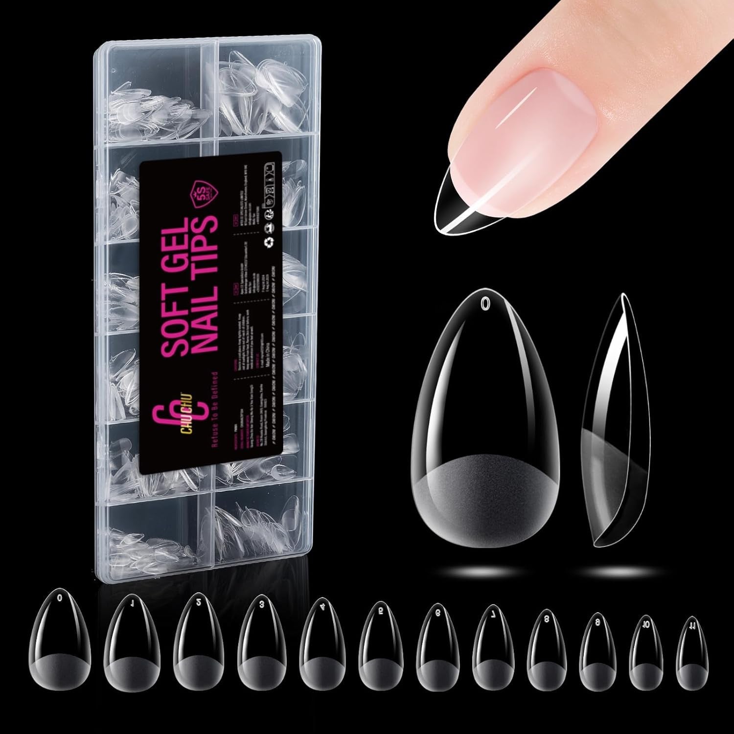 Types d'ongles en Gel moyen Ballerine, 504 pièces: pointes d'ongles en Gel PMMA, Extensions d'ongles, ongles artificiels, 12 tailles