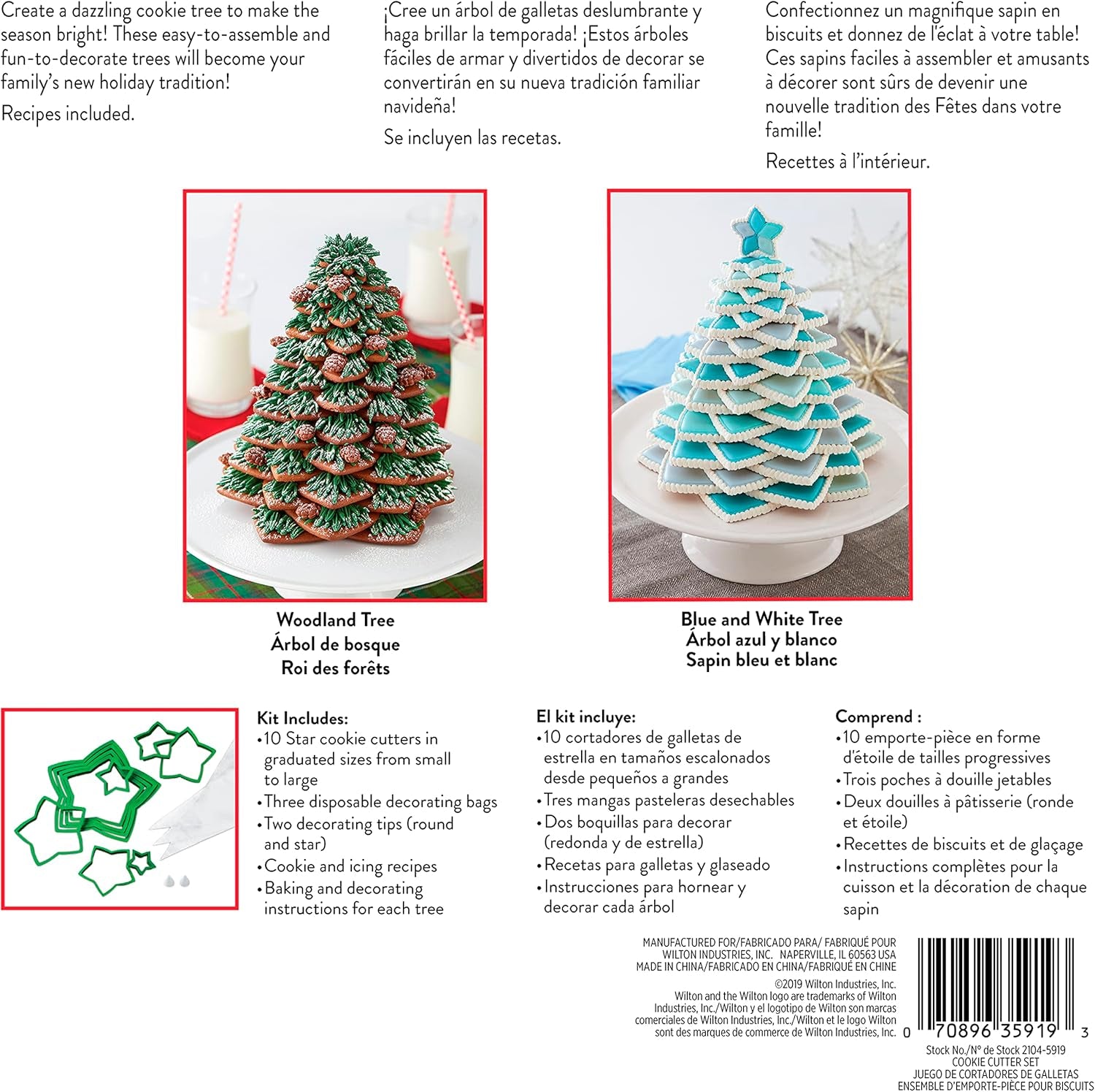 Wilton 2104-5919 Set de tăieturi pentru brad de turtă dulce, plastic, verde
