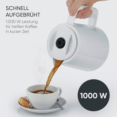 Machine à expresso Severin avec filtre et 2 carafes thermiques, machine à expresso avec couvercle, versement sans goutte, maintien longue température, arrêt automatique, 1000 W, env. 1 litre, blanc, KA 9309