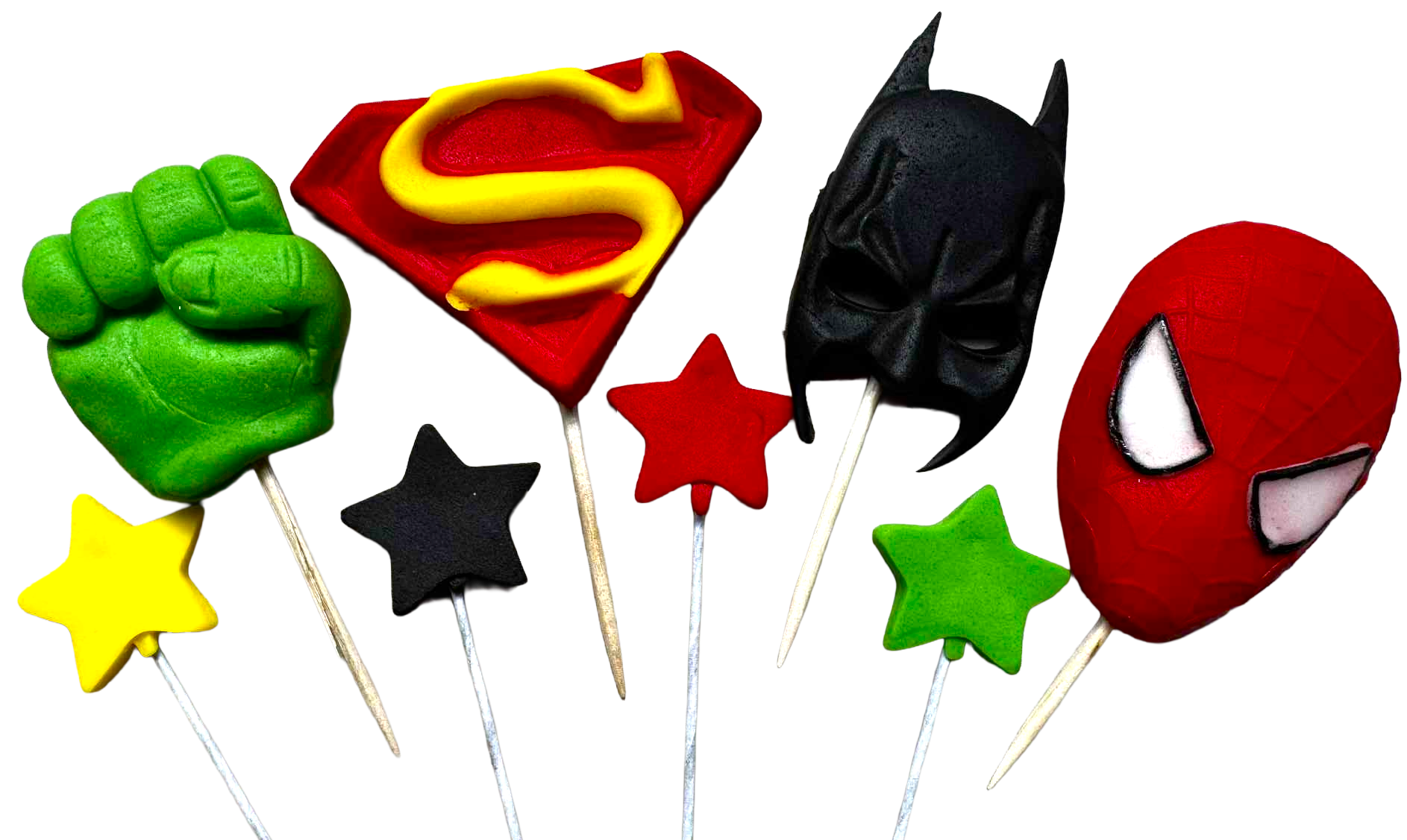 Set de décorations comestibles Sweet Heroes - 8 figurines en pâte à sucre, tailles 2 à 5,5 cm