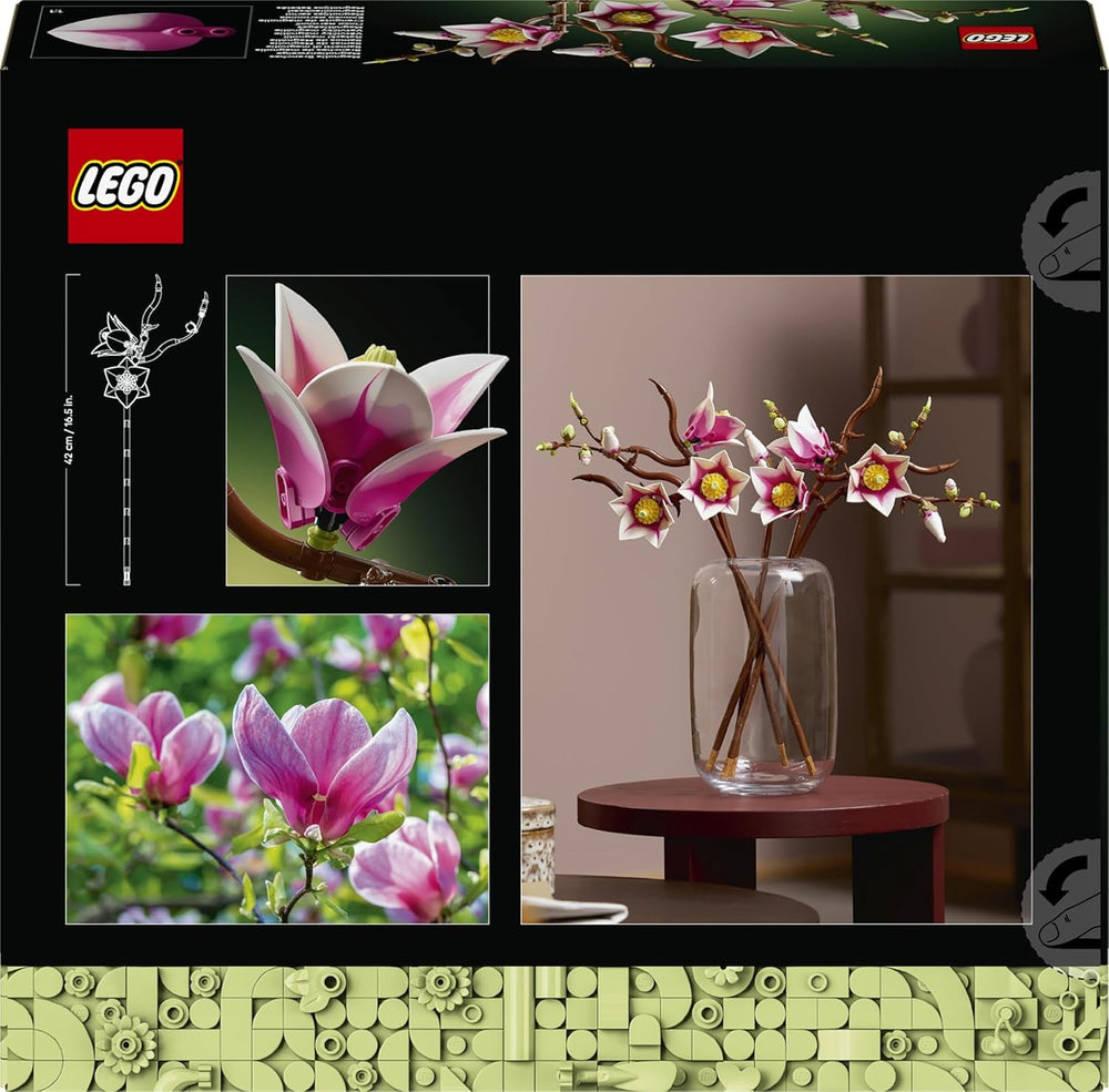 LEGO Botanicals Magnolienzweige - Kunstblumen Set für Erwachsene - 5 künstliche Magnolien für Deko im Wohn- oder Schlafzimmer - DIY Geschenkidee für Frauen - 11510