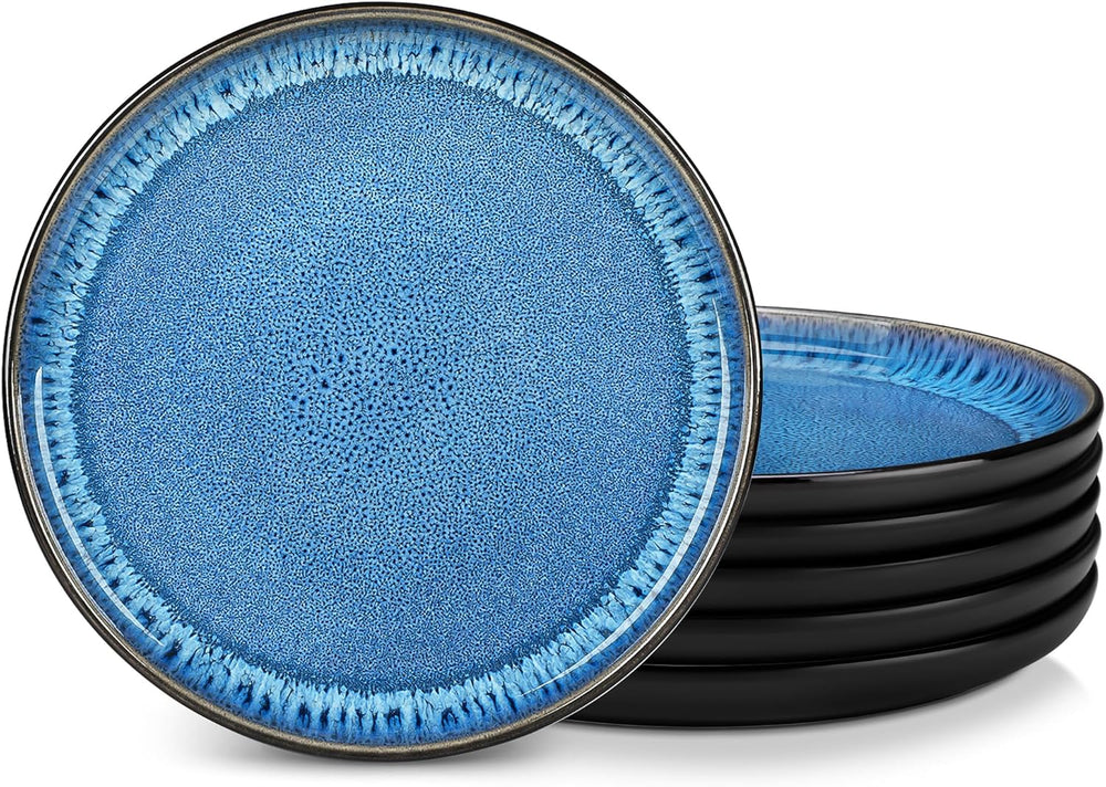 Service de table pour 6 personnes Vancasso PLAYA Service de table en porcelaine 24 pièces pour 6 personnes Bleu comprenant assiettes, assiettes Suma, bols et assiettes à salade Passe au lave-vaisselle et au micro-ondes